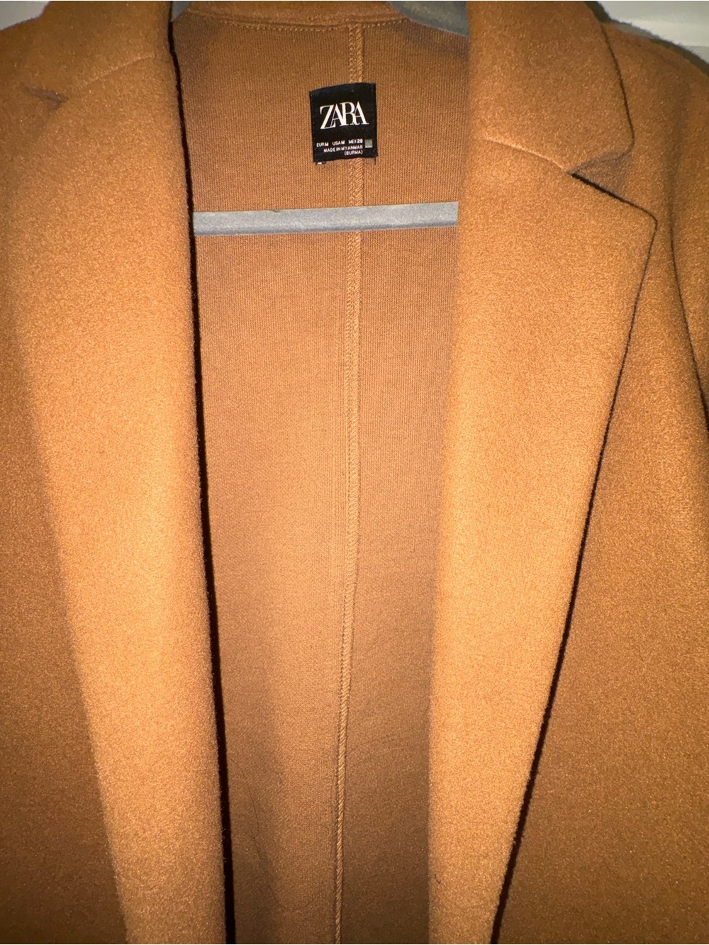 Zara Brown Long Single-Breasted Coat - Picture 4 of 5